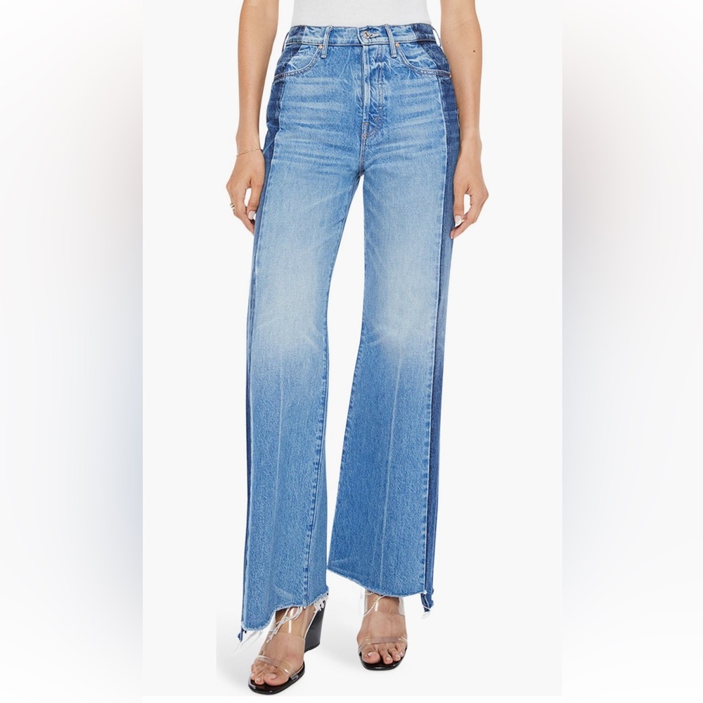 MOTHER The Tux Sidestepper Sneak Frayed High Waist Wide Bootcut Jeans